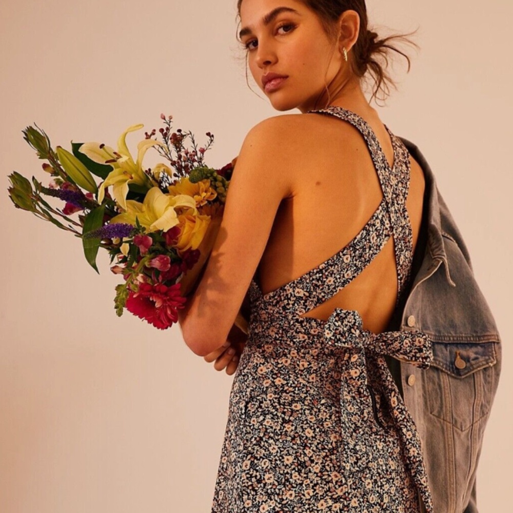 Free People Convertible Denim Mini Dress NEW WITH TAGS